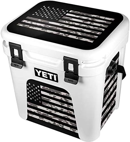 Skinit Decal Skin Compatible with YETI Roadie 24 Hard Cooler - Originally Designed Black and White Camo American Flag Design