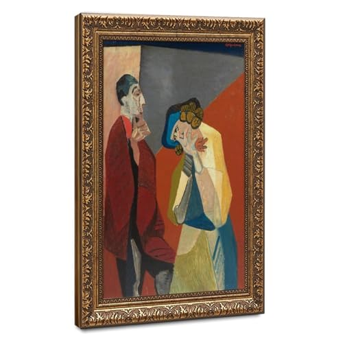 Tableau deux figurines Robert Colquhoun 40x60cm pour salon