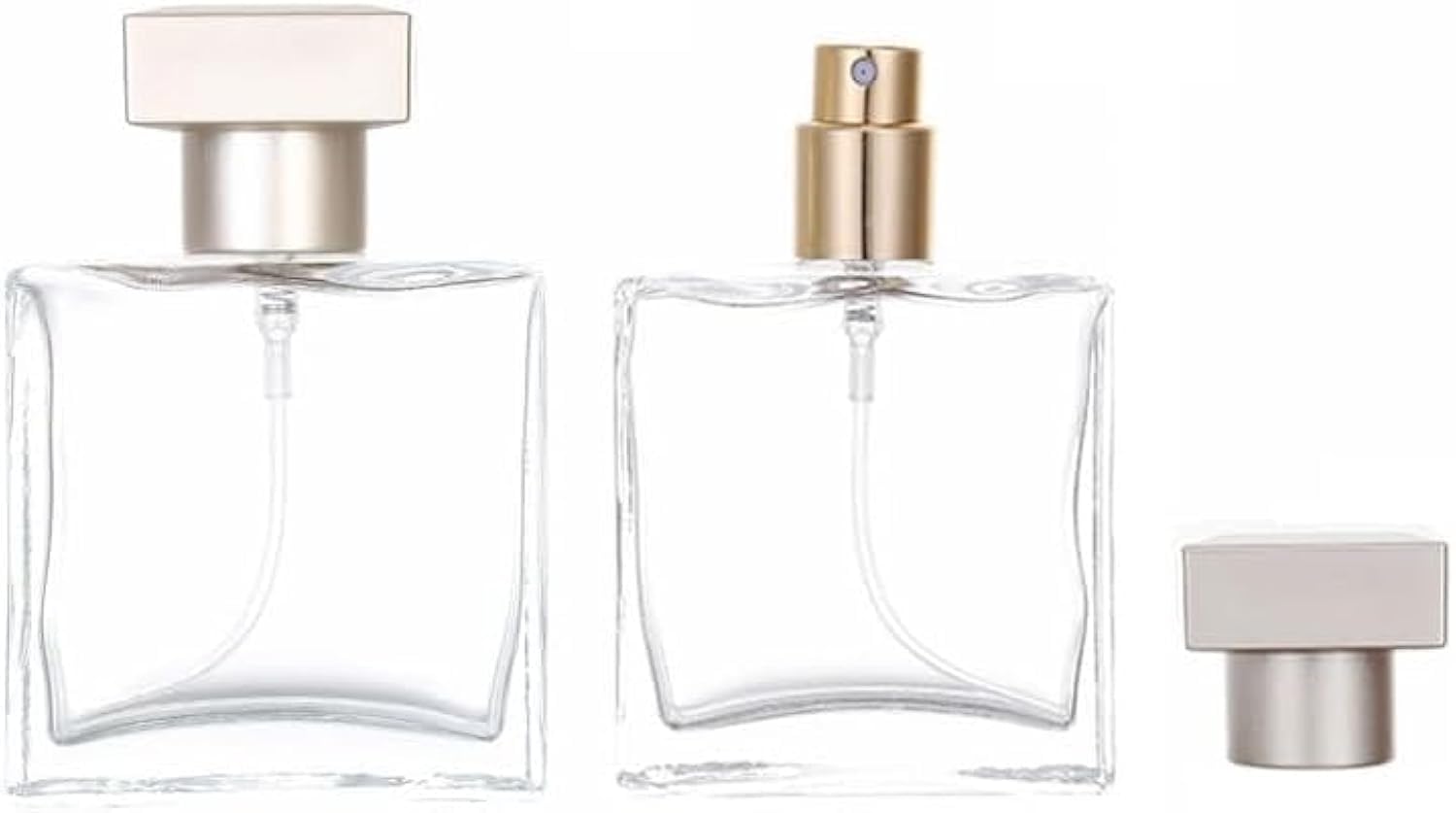 Hunky Dory 2pcs 50ml Empty Clear Glass Delicated Perfume Decant Spray Bottles with Metally Pump and Unique Cap For DIY Perfume, Essential Oils, Rose Water, Travel Use-picture-19