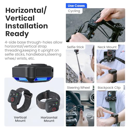 Image of Bluetooth Remote Control for Insta360 X5 /X4 /X3 /X2 /Go 3S /ACE Pro 2, GoPro Camera Shutter Remote with Type-C Charging - 164ft Range, Compatible with iPhone 12-17 Pro Max, GoPro 8-13, Android Phones