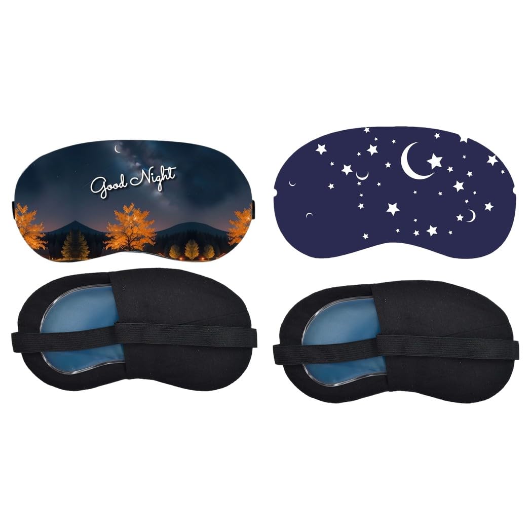 Aoxeria Good Night Autumn Forest, Moon and Stars Sleeping Mask Combo, Soft Comfortable Light-Blocking Eye Cover for Women, Men & Kids, Reusable Blindfold for Night Sleep, Nap, Travel (Pack of 2)-image-45