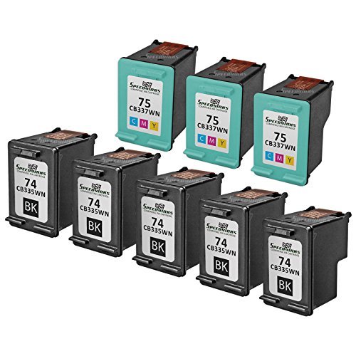 Speedy Inks Remanufactured Ink Cartridge Replacement for HP 74 and HP 75 (5 Black, 3 Color, 8-Pack)