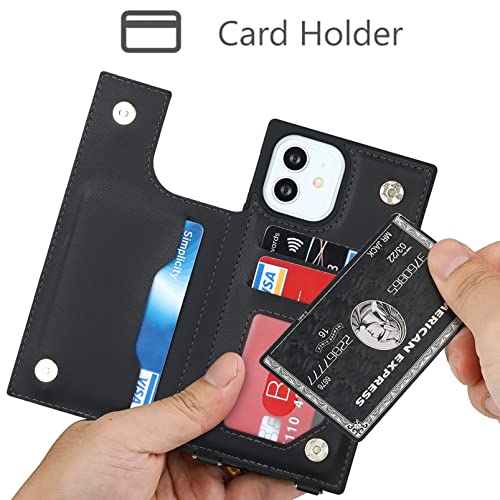 Jaorty For Iphone 12 Pro/Iphone 12 Crossbody Wallet Case With Detachable Adjustable Lanyard Strap & Card Slot Holder,Magnetic Flip Folio Purse,Pu Leather Travel Case For Women & Men,6.1"(Black) #TOP4