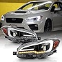 ACANII - For [Halogen Model] 2015-2021 Subaru WRX STI Black Housing LED Tube Sequential Signal Projector Headlights Pair