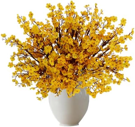 12 Pcs Babys Breath Orange Flowers Artificial Gypsophila Bouquets Real Touch Fake Silk Flowers for Home Office Wedding Restaurant Centerpieces Christmas Party Decor