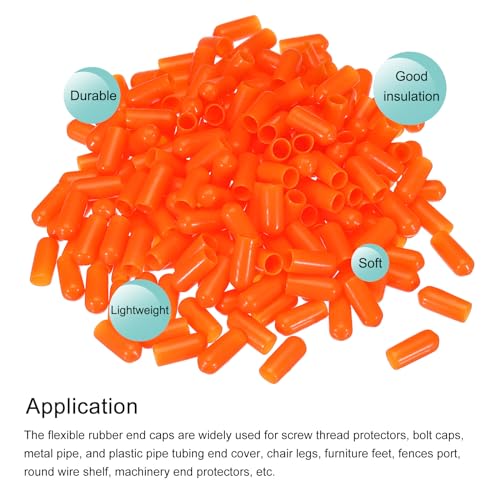 Image of MECCANIXITY 200pcs 6mm(1 /4 inch) Rubber End Caps Cover PVC Vinyl Screw Thread Protector Round Wire Shelf Caps for Screw Bolt Pipe Fence Post, Orange
