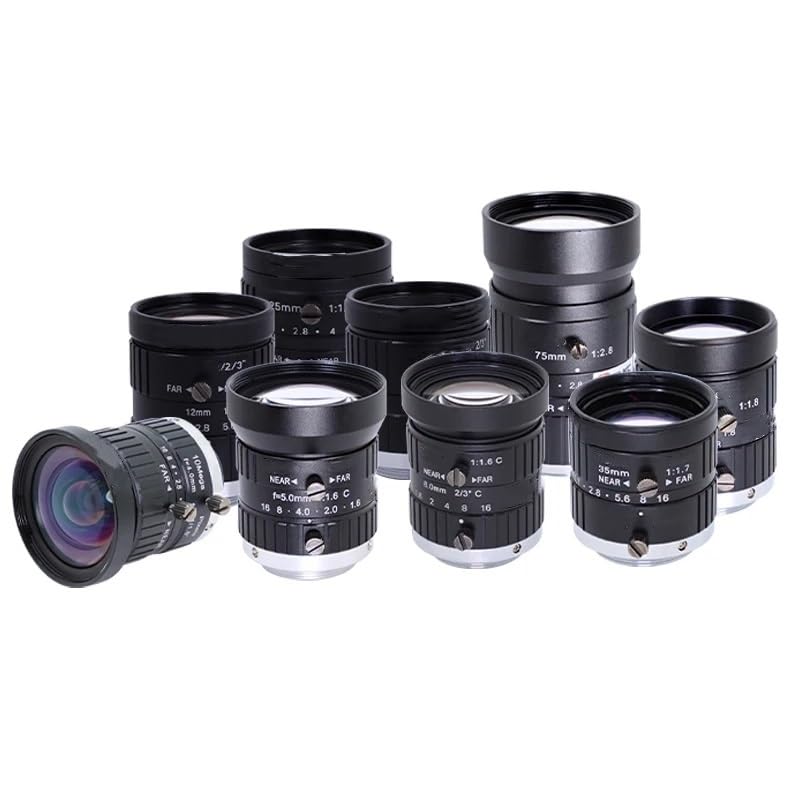Industrial Camera Lens 5MP C-Mount 2/3-inch F1.6 Manual Aperture Wide-Angle 4mm 5mm 6mm 8mm 12mm 75mm Fixed Focus Lens(4mm)