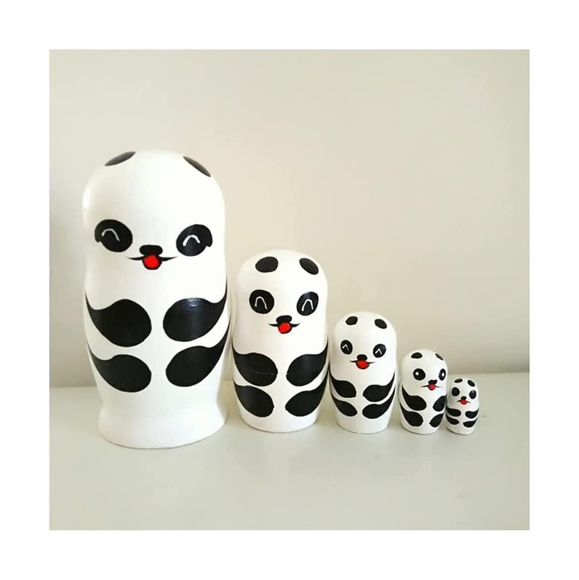 Matrioszka Panda Patroon Russische Nesten Poppen 5 Stuks Handgemaakte Matryoshka Stapelen Geneste Set Voor Kinderen Verjaardagscadeau en Home Decor zabawny prezent