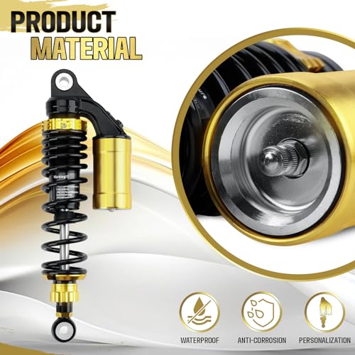 Image of Universal 320 mm motorcycle shock absorber - Rear suspension - 2 sets - 12.5 inches - Compatible with Gokart, Honda, ATV, CB, Yamaha Gokart (Black Gold).