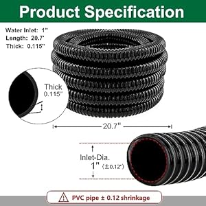 LONGRUN Pond Tubing 1 Inch Diameter, 20.7 Feet Long Corrugated Flexible Hose Pipe with Clamps Pipe Fittings, Pool PVC Tube for Garden Ponds Waterfalls Camping Caravans Filters Drainage Marine LONGRUN Pond Tubing 1 Inch Diameter 207 Feet Long Corrugated Flexible Hose Pipe with Clamps Pipe Fittings Pool PVC Tube for Garden Ponds Waterfalls Camping Caravans Filters Drainage Marine