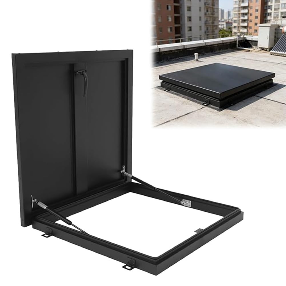 Rygcrud Gray Commercial Roof Hatch Cover, Galvanized Steel Plate Accesses For Industrial Factories, Customizable Size(65X75cm)