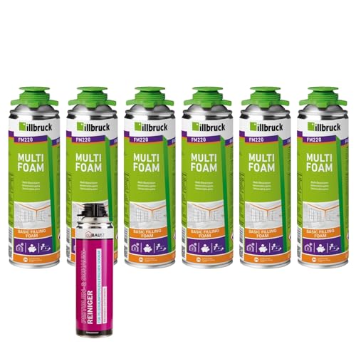 FM220 Mousse de construction, mousse expansive, mousse à pistolet, mousse multi-usage, mousse pour fenêtres avec une haute isolation acoustique et thermique 500ml Ensembles combinés (avec nettoyant