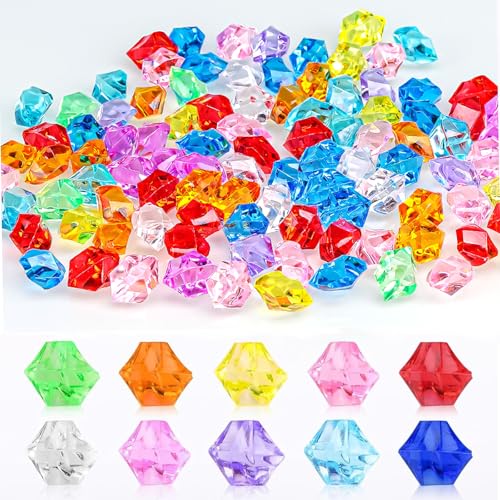GIONAR 100 Stück Bunte Acryl Edelsteine, Deko Kristallsteine, Diamanten für Hochzeit, Geburtstag, Tischdeko, Vasenfüller und Piratenparty
