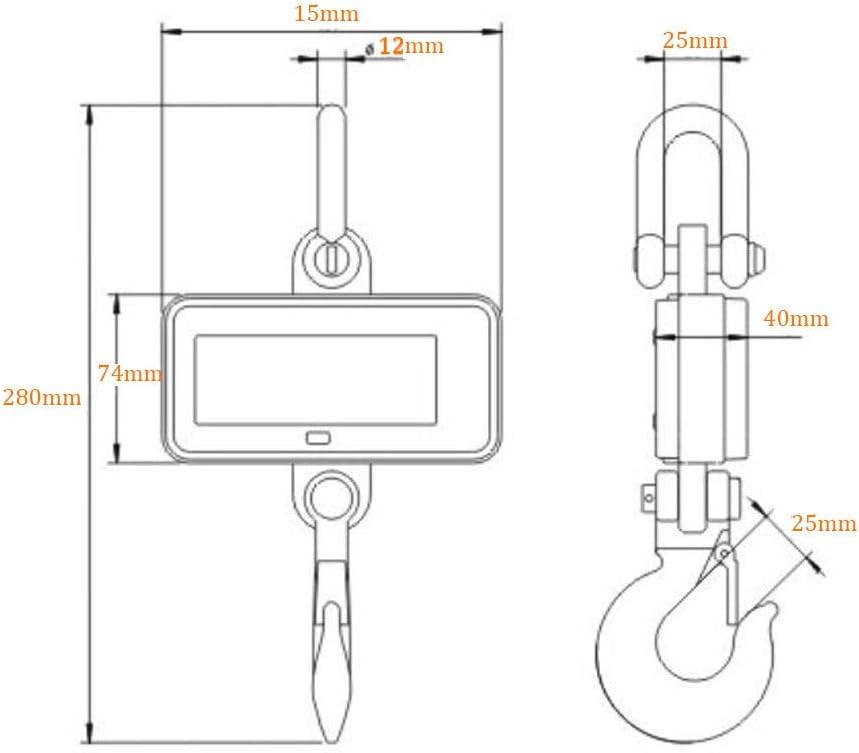Portable Crane Scale Digital Luggage Suspension Luggage Strap Backlit LCD Display Travel Weight Suitcase Weighing Hook Scale Handheld Mini Strap Hook(D,1000kg/0.5kg) (A 500kg/0.5kg)