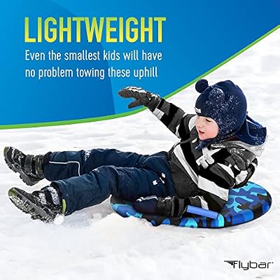 Flybar Snow Sled for Kids - Foam Saucer Disc Sled, Ages 6+, Easy Grip Handles, Durable with Slick Bottom & PE Core Build, Lightweight Sleds for Kids, Snow Toys for Kids Outdoor, Up to 110 lbs, 26