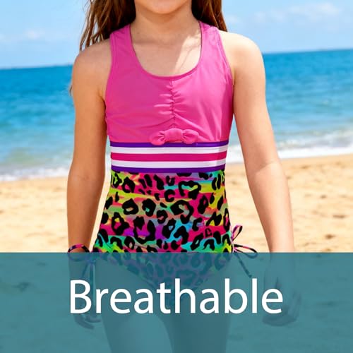 Image of BFUSTYLE Girls Swimsuit One Piece Bathing Suit 4-13 Years Sleeveless Beach Swimwear