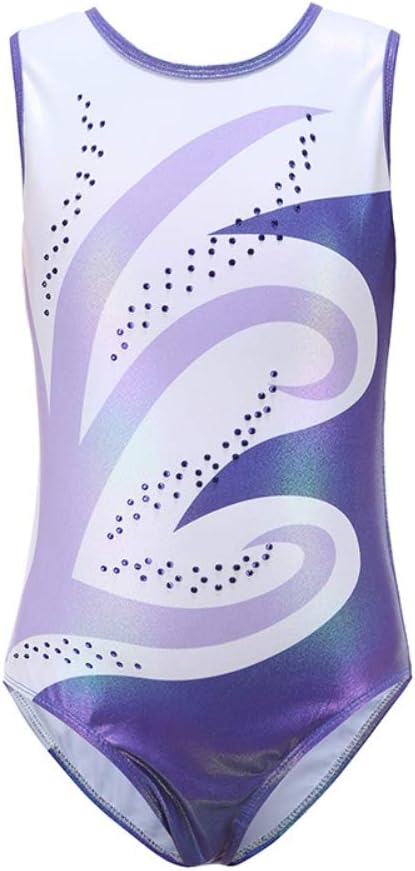 Gymnastics Leotards for Girls, Sleeveless/Long Sleeve Leortards for Girls Gymnastics Athletic Leotard for Little Girl Sparkle Pattern Unitards Bodysuit