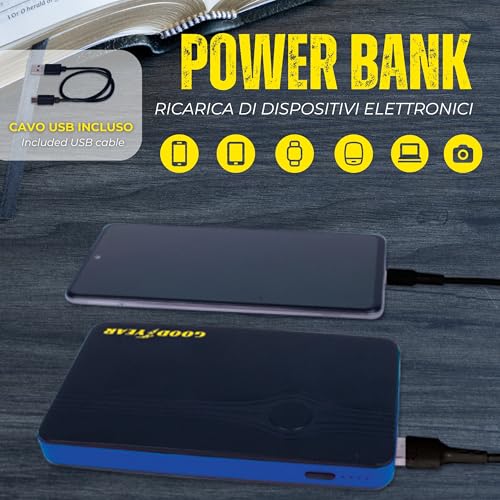 Goodyear, Arrancador de Emergencia de 8000 mAh, multifunción, batería de Litio, para vehículos a Gasolina/diésel, función Banco de energía, Linterna LED con 3 Modos de Uso - imagen 4