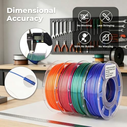 Image of Silk PLA 3D Printer Filament Bundle, Shiny Dual Color