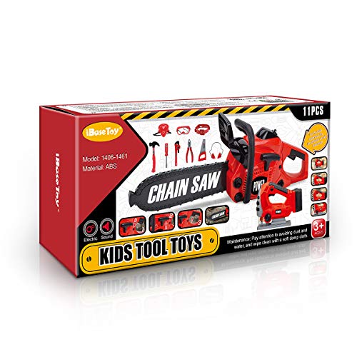 iBaseToy Toy Chainsaw, Kids Chainsaw Toys Tools with Jig Saw and Realistic Sounds and Lights
