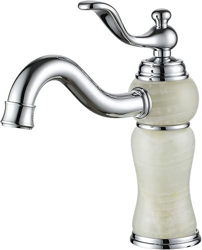 Miniatura 1 de LANC Grifo de baño cromado de piedra de lujo europeo de cobre y piedra azul verde natural grifo de lavabo caliente y frío grifo mezclador plateado