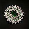 Emerald Green Oval Rhinestone Flower CZ Brooch Pin... #2