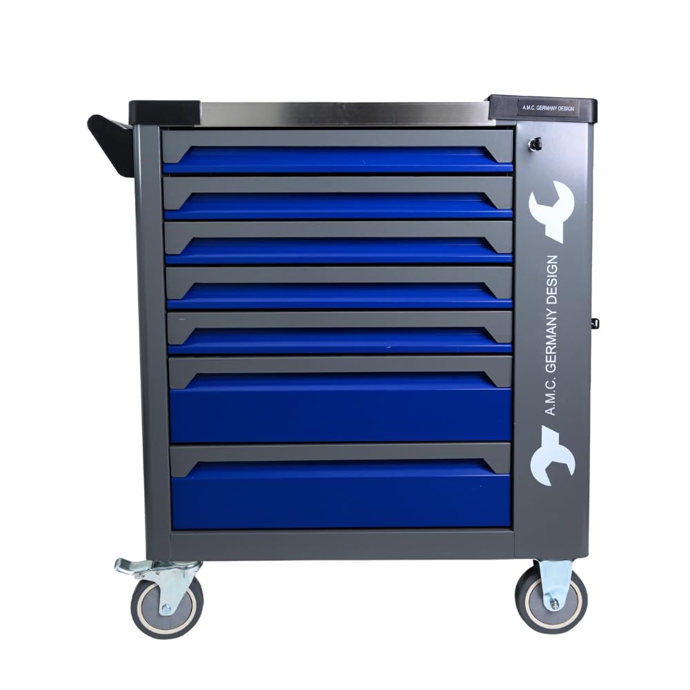 A.M.C. Carrello porta attrezzi 256 pezzi 7 cassetti con ruote struttura rinforzata