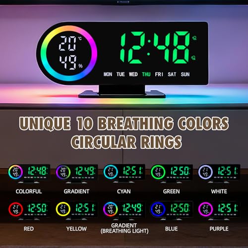 Reloj de escritorio rectangular negro AuraSync ideal para tu mesita 7