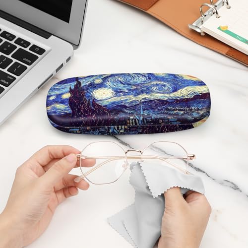 Image of FINTIE Hard Shell Eyeglasses Case, Portable Protective Glasses Cover Eyeglass Holder Box with Cleaning Cloth for Men Women
