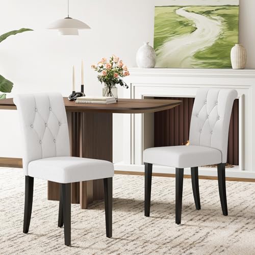Welzona Upholstered Dining Chairs Set of 2, Modern Button Tufted