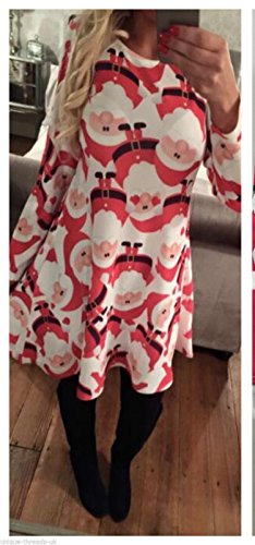 FK Styles da Donna Babbo Natale Stampa Abito Swing...