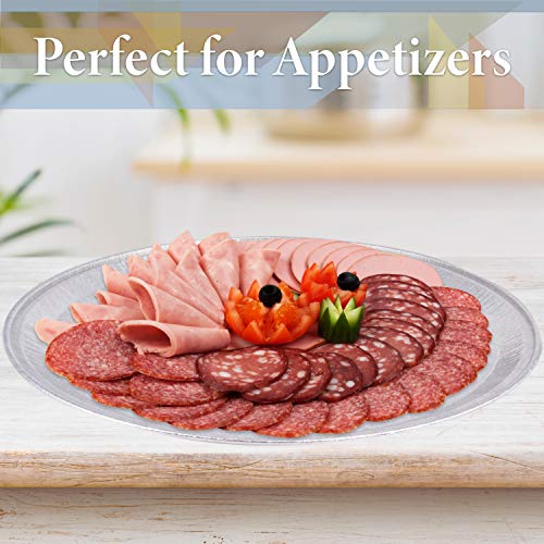 Upper Midland Products 3 Serving Tray Platters Elegant Aluminum Round Disposable Plastic Alternative #TOP3