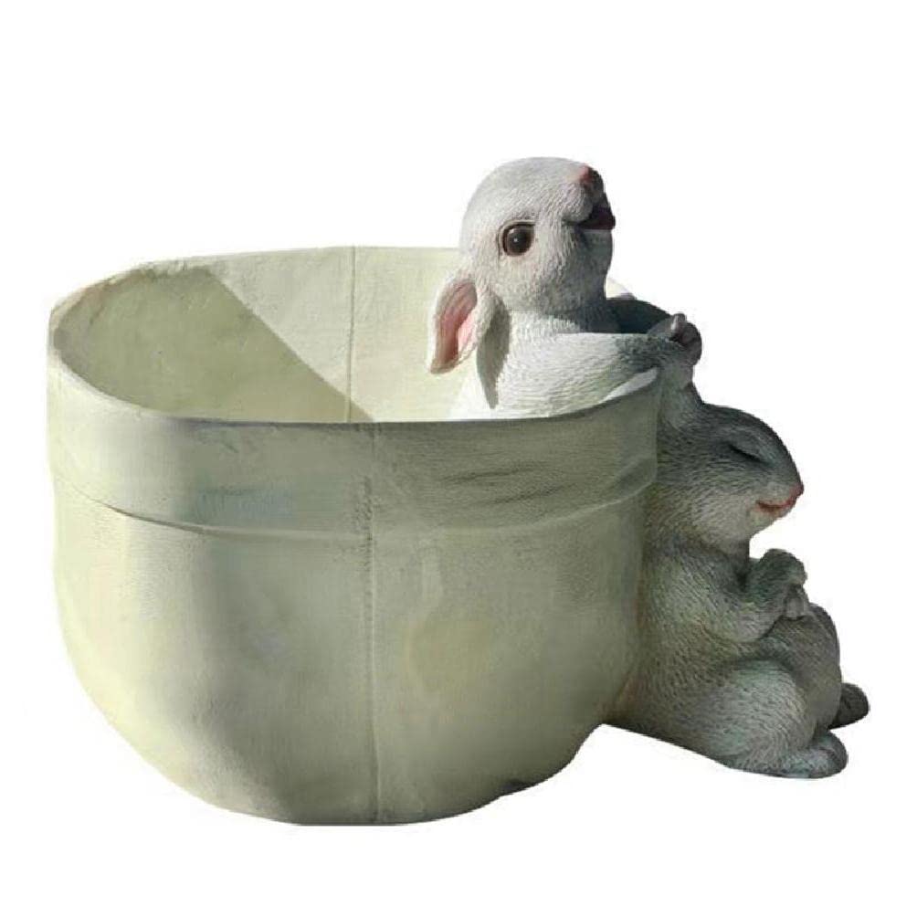 Pot de fleurs lapin Labstandard en résine avec drainage pour le jardin et balcon