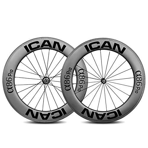 ICAN 86 mm Carbon Time Trial Wheelset Triathlon Aero Rennrad Clincher Tubeless Ready 6 Pawls Hub 1920 g (Standard-Radsatz)