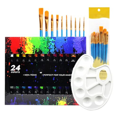 Kit de pintura de 24 colores, juego de pintura de acuarela, juego de pintura de acuarela de 24 colores, colores de agua portátiles de viaje, suministros de arte acuarela con pinceles de pintura para