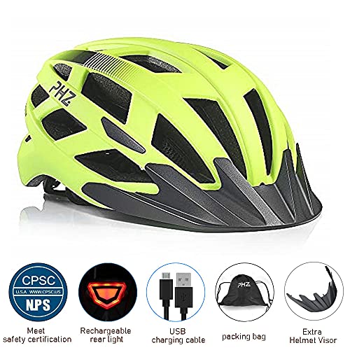 PHZ Bicycle Helmet with Safety LED Light Bike Cycle Road Mountain Skateboard Scooter Hoverboard CE Certified Adjustable… - Image 4