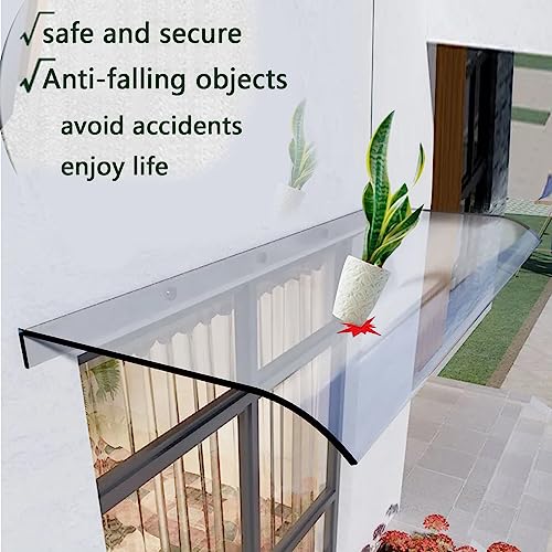 Auvent de porte transparent 50x350cm en polycarbonate résistant - 5