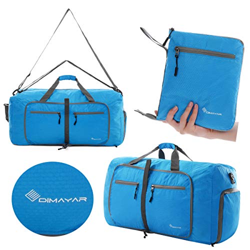 Dimayar 60L Packable Travel Duffle Bag,Unisex Foldable Duffel Bag Large Lightweight Travel Bag Blue