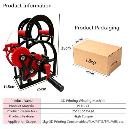 Enrollador de filamento doble manual eléctrico para impresora 3D rojo 3