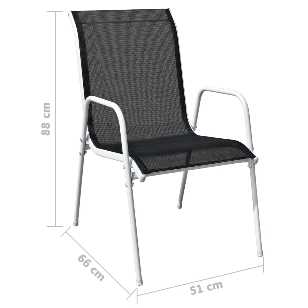 Set di 2 Sedie da Giardino Impilabili in Acciaio e Textilene | Poltrone moderne salvaspazio per arredare terrazzo e balcone, dotate di struttura stabile e seduta facile da pulire.