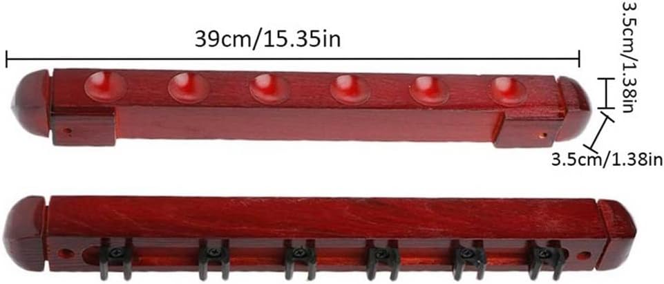 Billiard Wood Rack Holder Wall Mounted Hanging Professional 6-Hole Wooden Cue Accessories