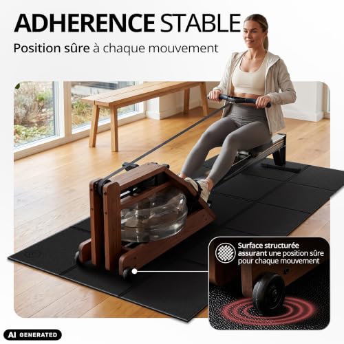 bemaxx Tapis de Protection de Sol Fitness PVC - pour Appareils de Fitness Équipements Sportifs Tapis de Course Vélo d’Intérieur Antidérapant, pour Home Gym Sport Workout, Pliable Noir 200x90cm – vue 7