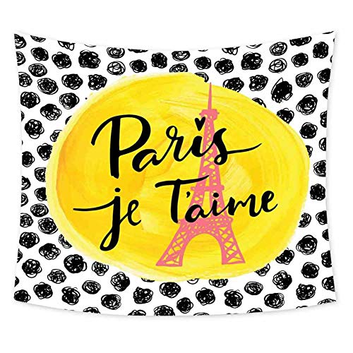 Paris City Decor Grateful Dead Tapestry Eiffel Tower With Paris Wall Decor For Bedroom Tapestry W59 X L51 Inch I Love You Message Polka Dot Background