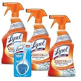 Reckitt Lysol Kitchen Pro Antibacterial Cleaner Trigger 22 Fl Oz (Pack of 3) - With 1ct Auto In-The-Bowl Toilet Cleaner, Atlantic Fresh