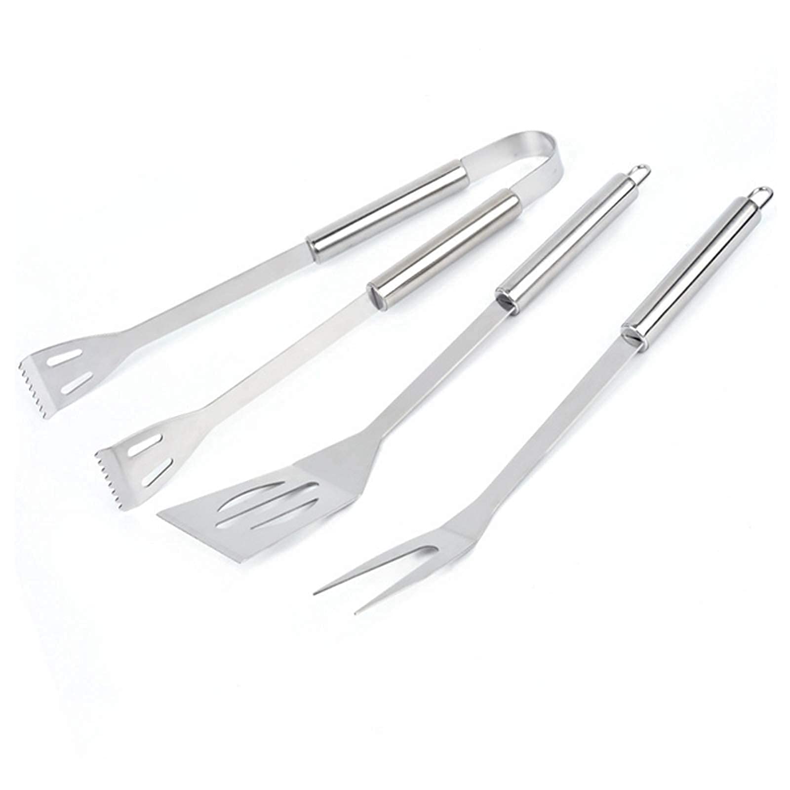Set di 3 strumenti per barbecue in acciaio inossidabile - Kit di utensili per barbecue/utensili per la cottura alla griglia - Accessori per barbecue portatili con robusta scatola di immagazzinaggio -