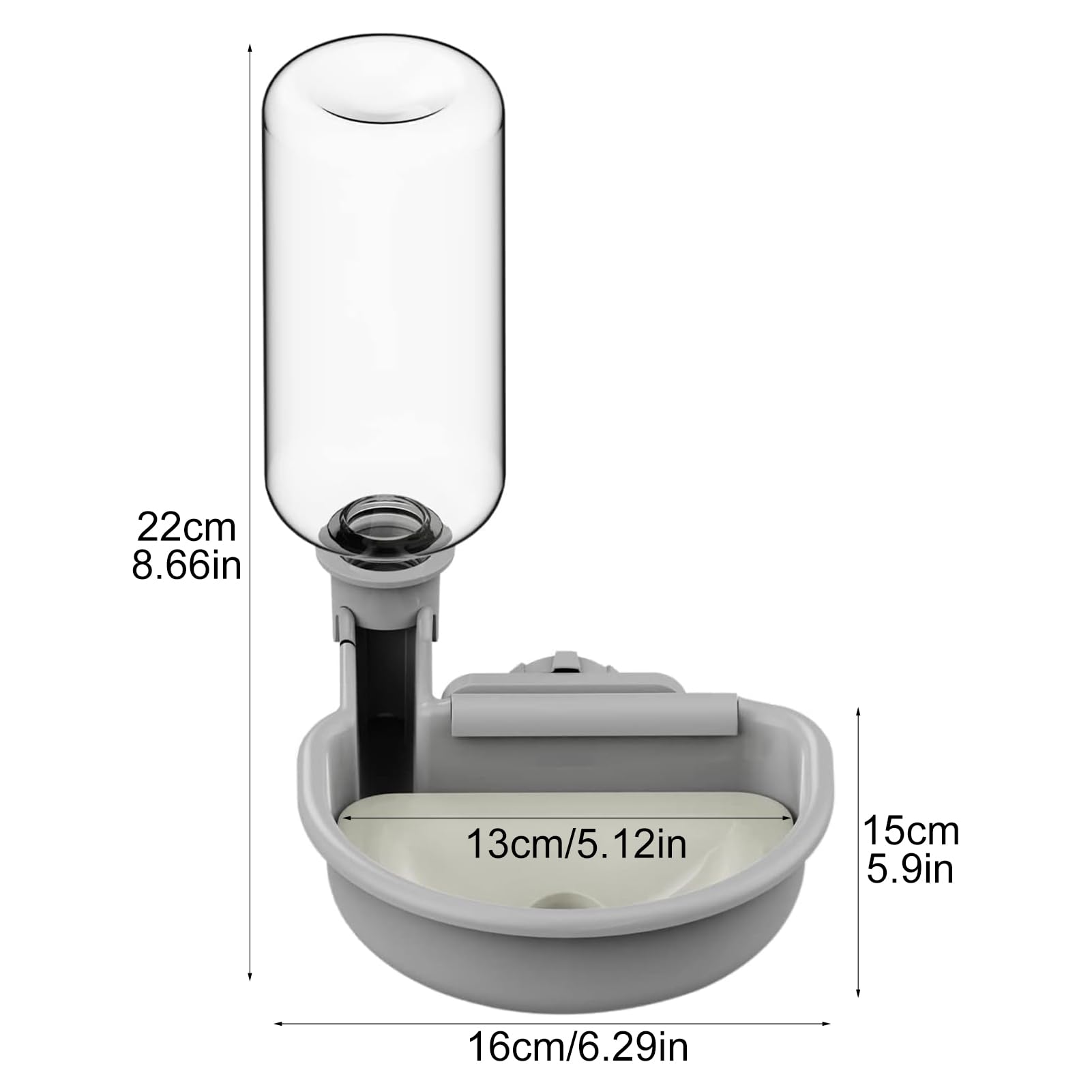 Faderr Automatic Pet Water Dispenser, 480ml Grey, Dog, Cat, Rabbit, Ferret, Small Animal, Gravity-Fed, ABS Material - Image 2