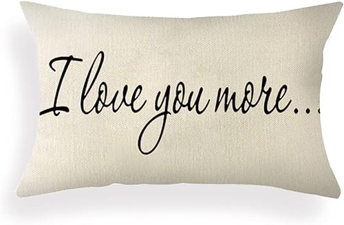 Ogiselestyle Fundas de almohada de granja con frases I Love You More de 12 x 20 pulgadas, fundas de almohada lumbares decorativas para el hogar,