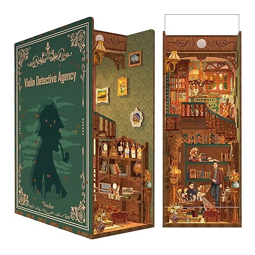 Tonecheer DIY Book Nook Kit for Adults, Wooden 3D Puzzle Bookend Bookshelf Insert Decor, Detective...