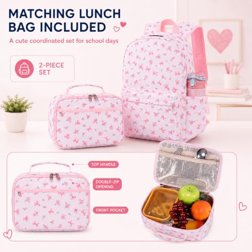 CAMTOP Backpack for Girls Boys Kids School Backpack with Lunch Box Preschool Kindergarten BookBag Set (Bow Flower) by CAMTOP - Used condition - Image 3