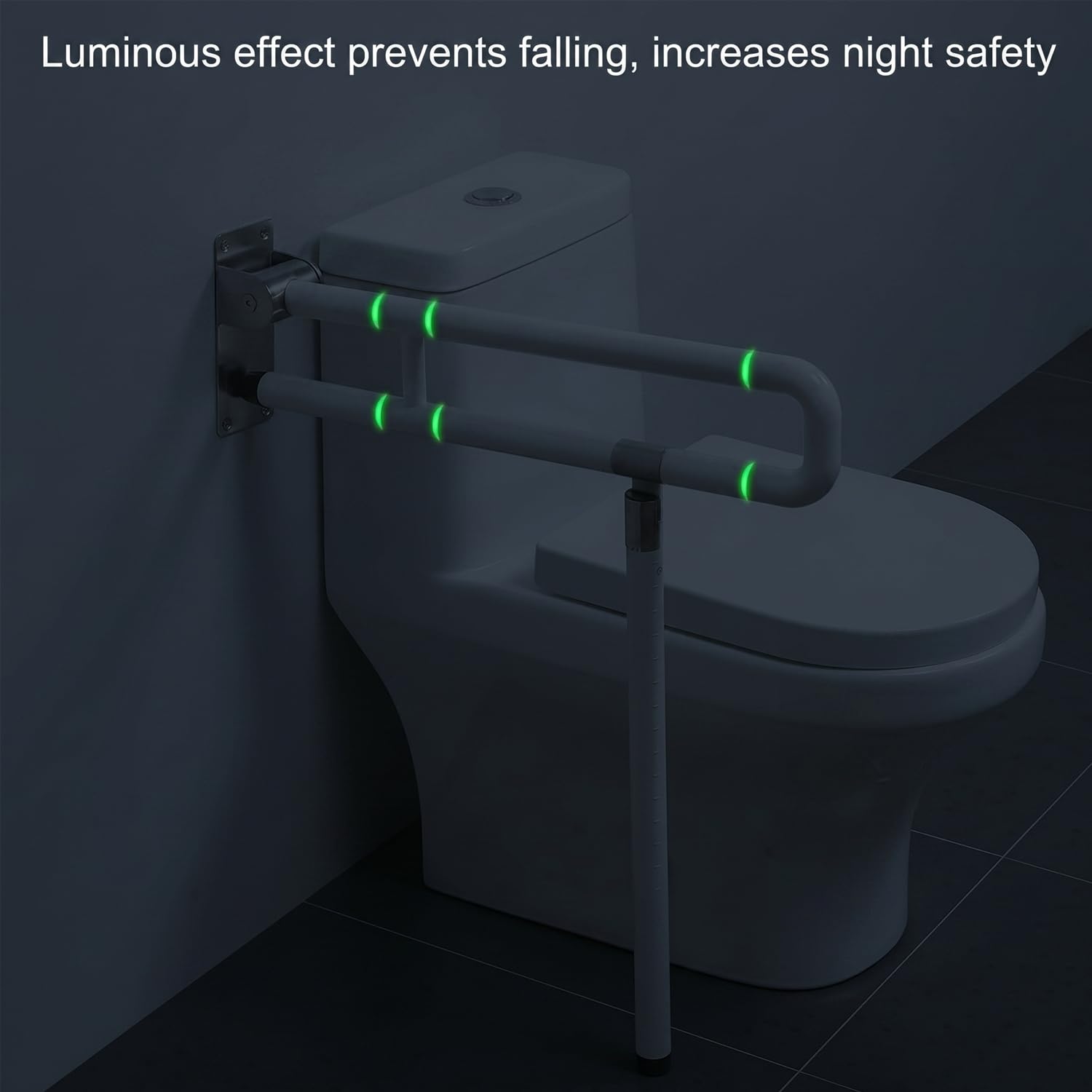 QWORK® Maniglione WC, Maniglione Bagno con Gamba, Maniglioni WC Pieghevoli Antiscivolo, Maniglia Doccia per Anziani e Disabili